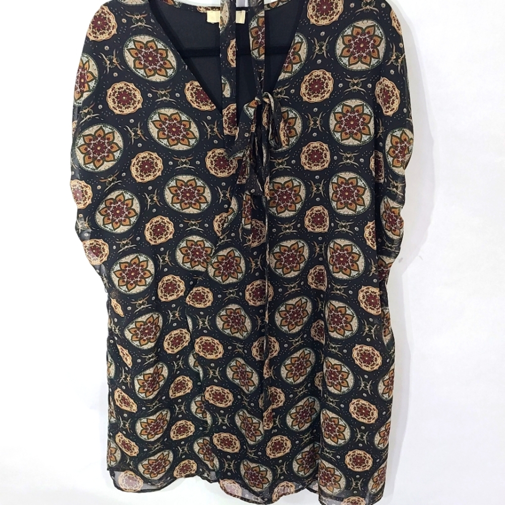 Entro Women's Size Medium M Mini Dress Black with Circular Design Office‎ - Picture 4 of 11